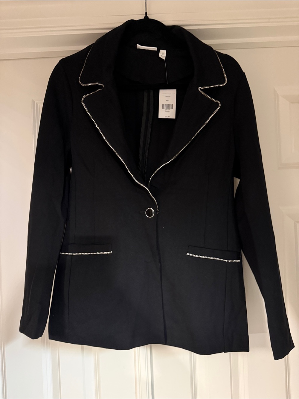 Black Women's Blazer Jacket with crystal trim Willow and Root NWt